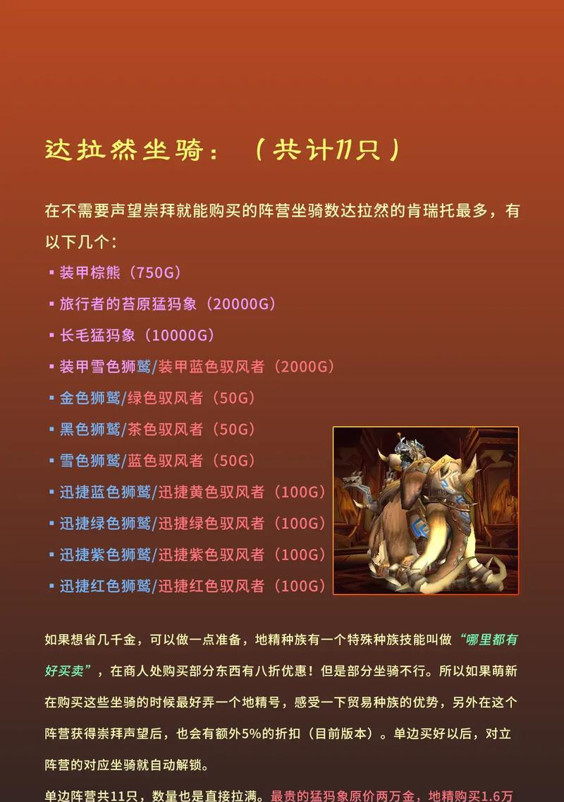魔兽世界购买坐骑的流程是什么？  第1张