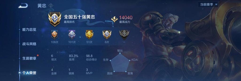 王者荣耀黄忠最高能打到哪个段位？  第3张